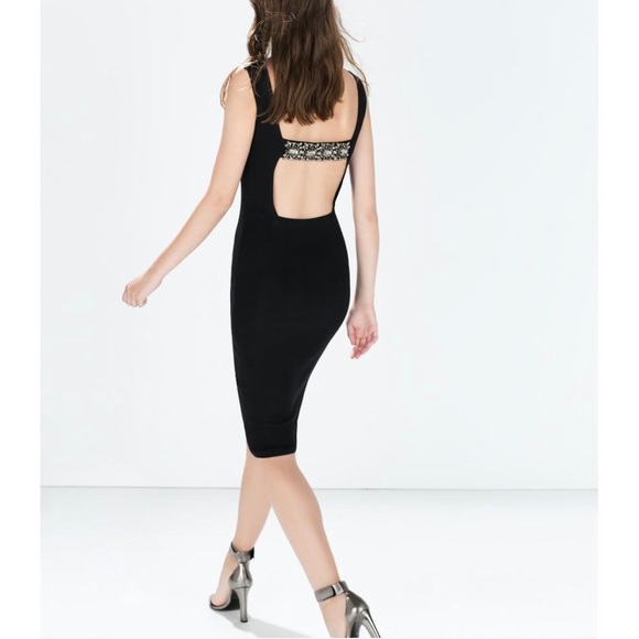 💠 NWT ZARA Knit Open-back Bodycon Dress (S) - Picture 1 of 8